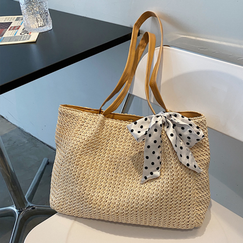 Beach Bag Straw - Hè Nơ Ống Hút Túi Nữ