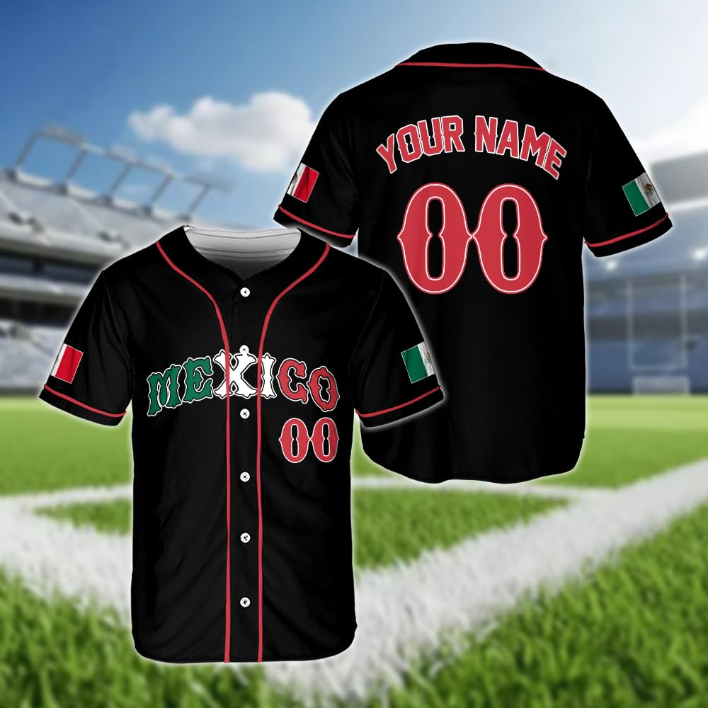 Summer Clothing Name - Hot Mexican Flag Baseball Jersey Custom