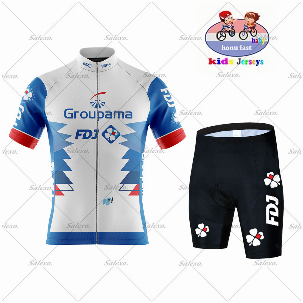 Summer Clothing Kids Sale - Children's FDJ Cycling Jersey Set BOY