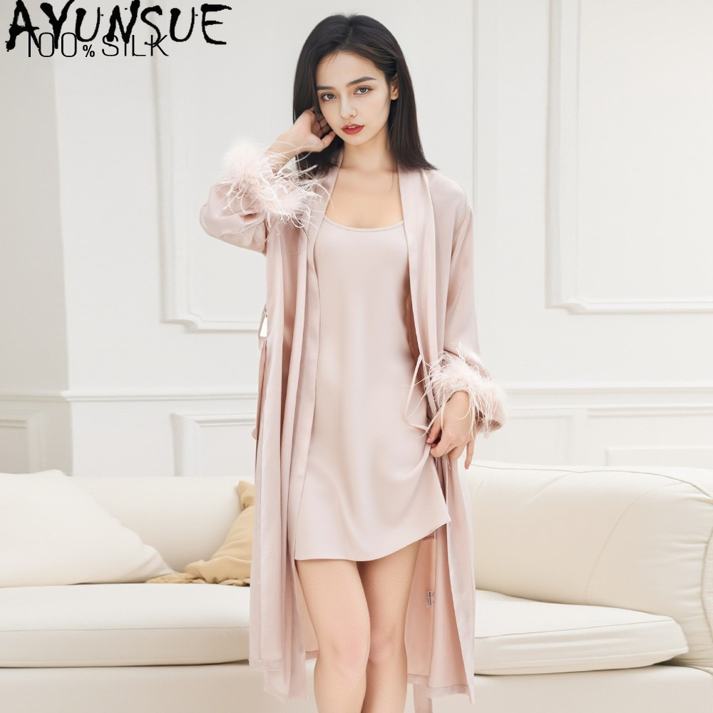 Summer House Clothing - AYUNSUE 100% Real Mulberry Silk Robe