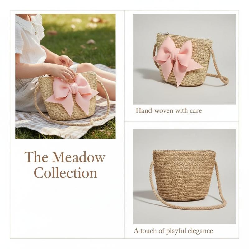 Beach Bag Straw - Baby Girls Woven Straw Shoulder Bag