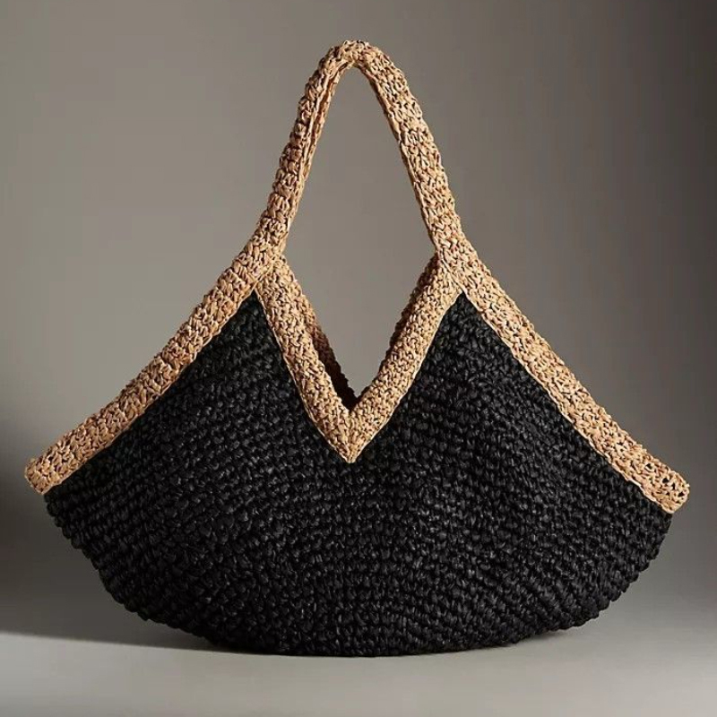 Beach Bag Straw - Colorblock Straw Woven Tote Bag,Women Summer
