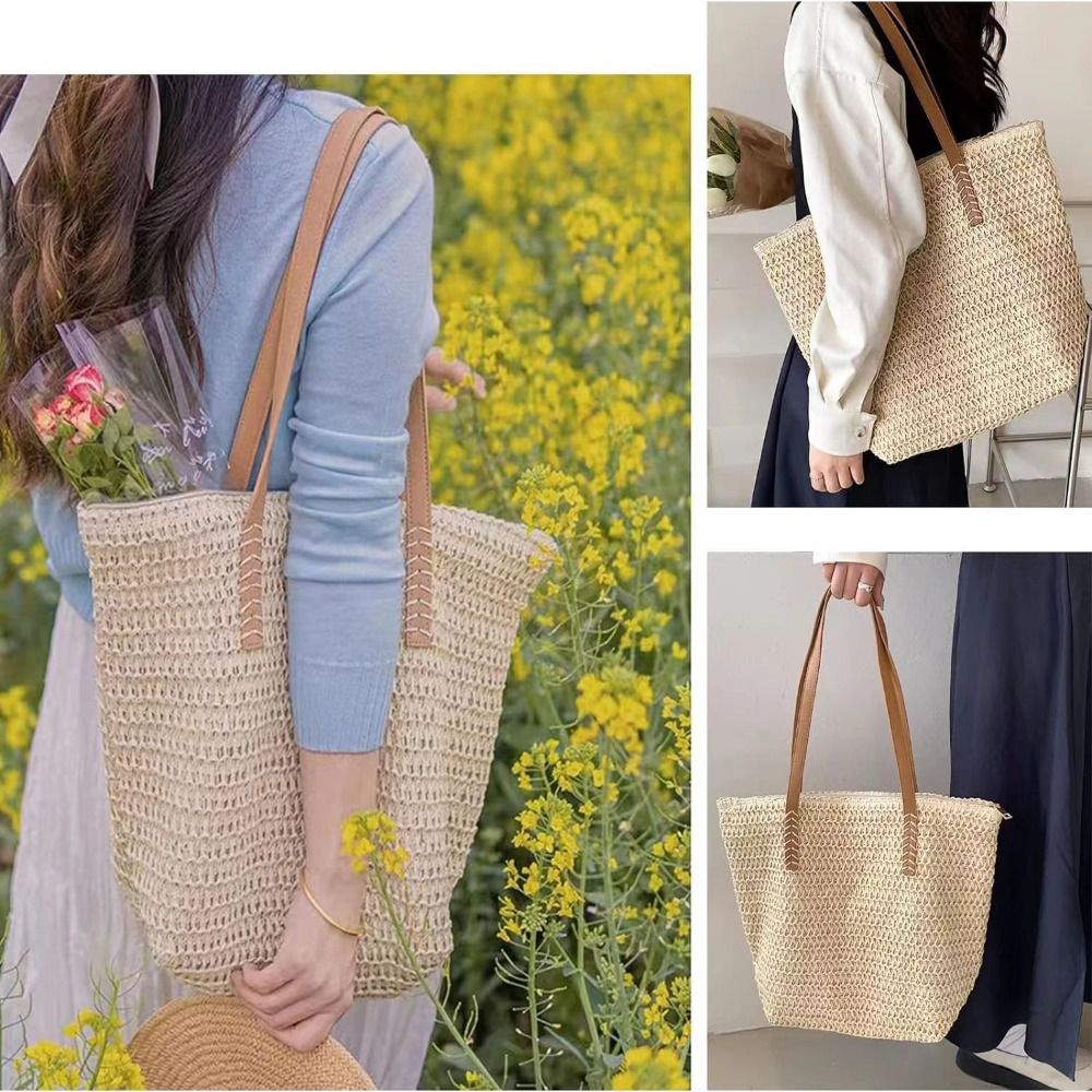 Fashion Solid Color Weave Stra - đánh giá và giá Beach Bag Straw
