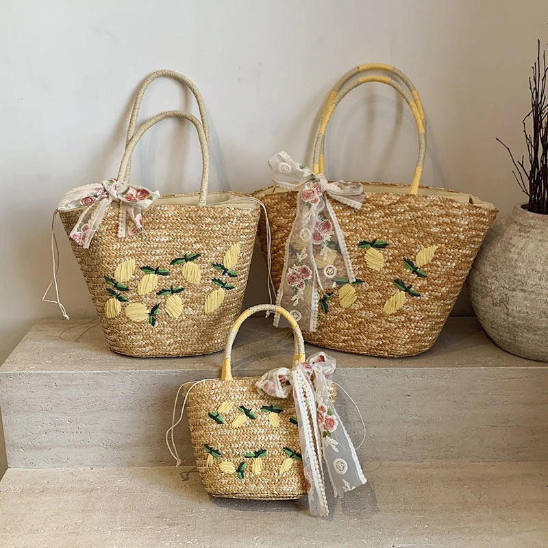 Large Capacity Beach Shoulder  - đánh giá và giá Beach Bag Straw