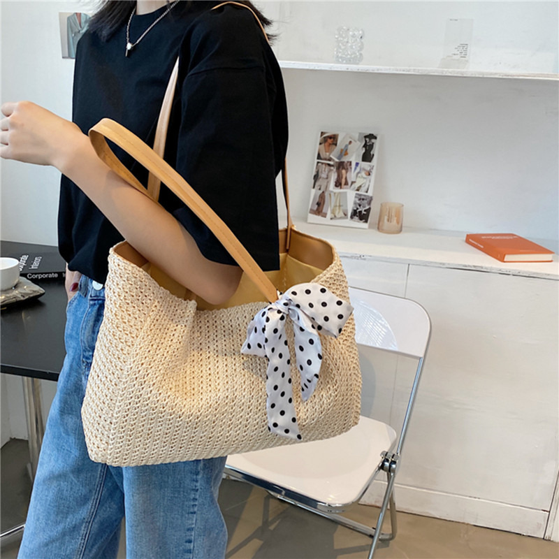 Hè Nơ Ống Hút Túi Nữ Du Lịch B - đánh giá và giá Beach Bag Straw