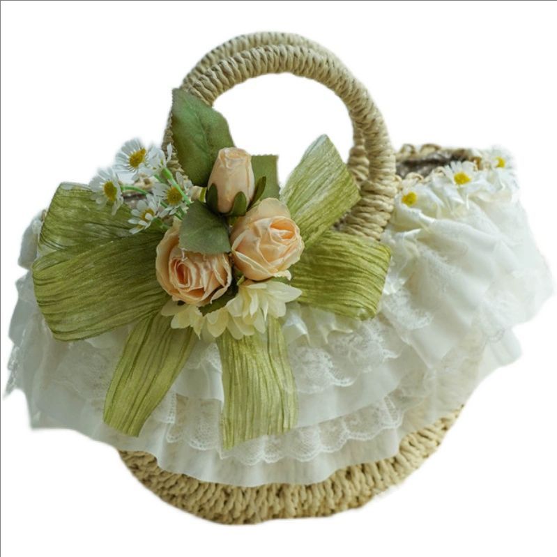 Country-style Lolita lace stra - đánh giá và giá Beach Bag Straw