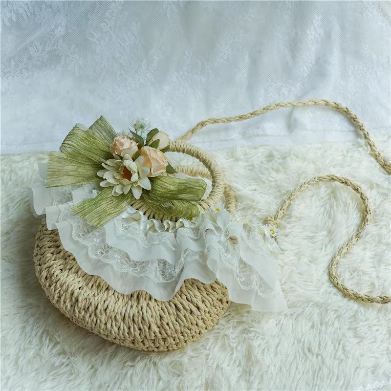Country-style Lolita lace stra - đánh giá và giá Beach Bag Straw