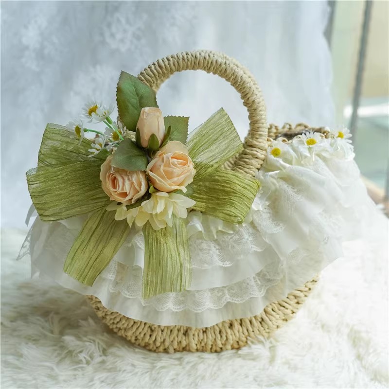 Country-style Lolita lace stra - đánh giá và giá Beach Bag Straw