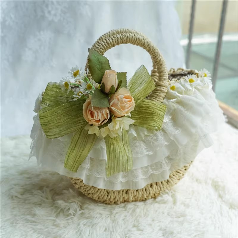 Country-style Lolita lace stra - đánh giá và giá Beach Bag Straw
