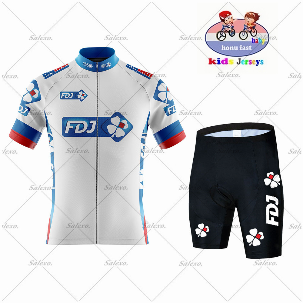 Children's FDJ Cycling Jersey  - đánh giá và giá Summer Clothing Kids Sale