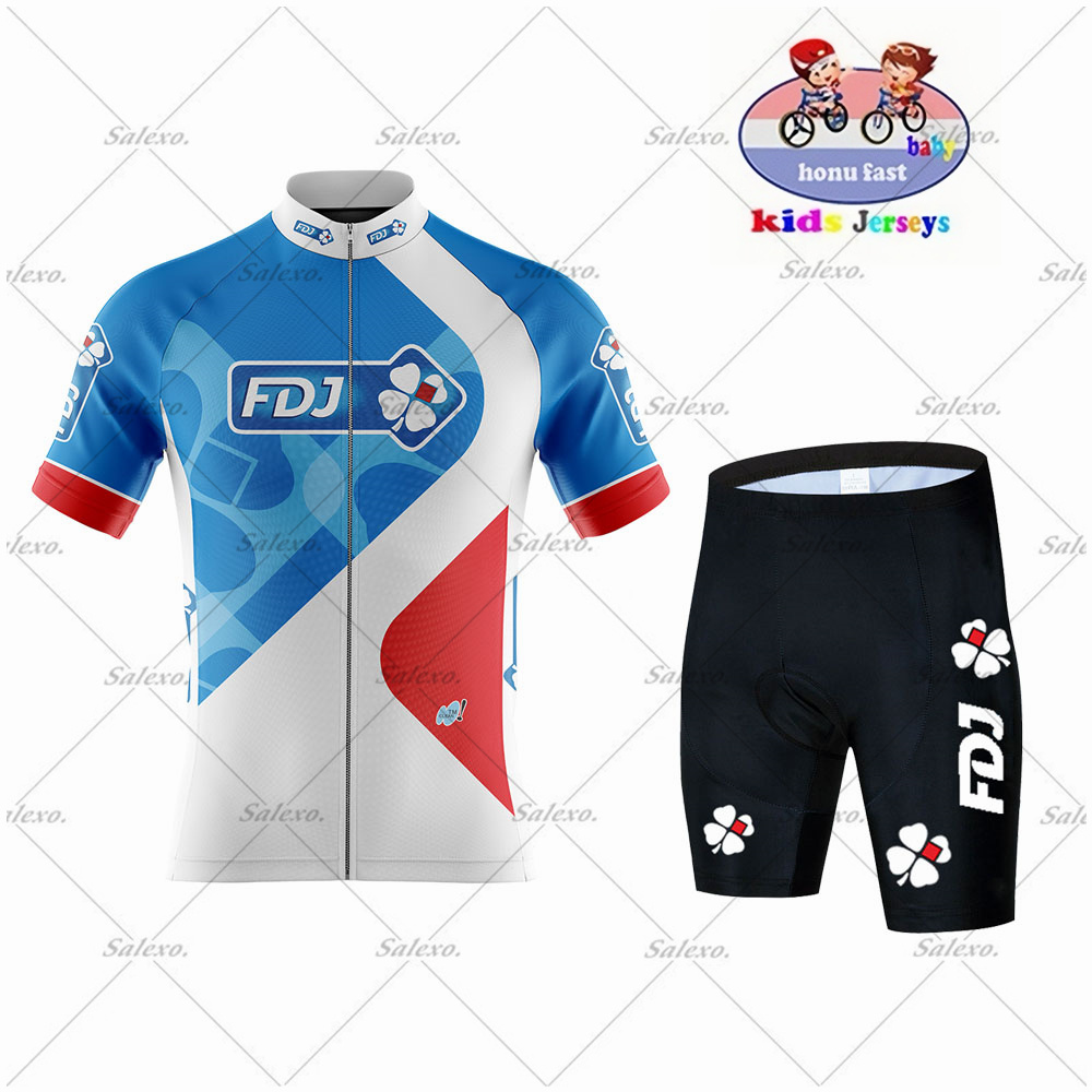 Children's FDJ Cycling Jersey  - đánh giá và giá Summer Clothing Kids Sale