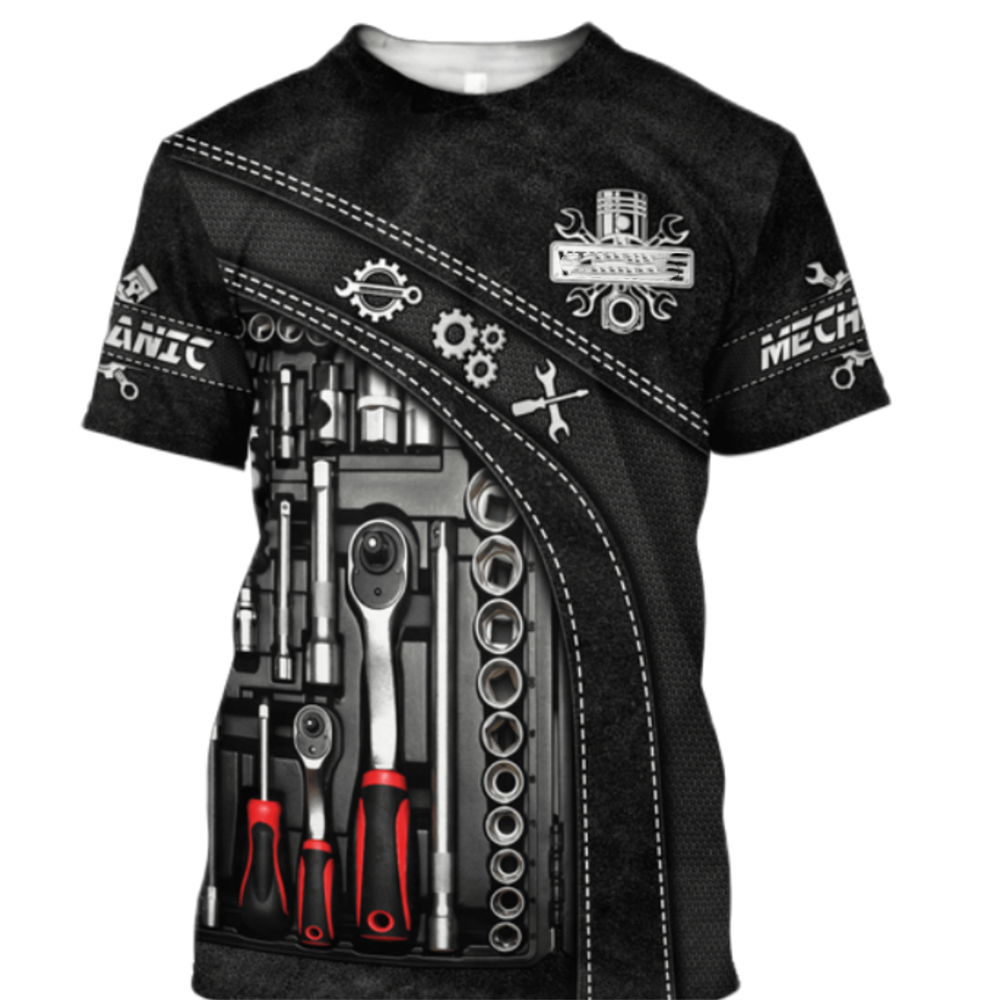 Vintage T-Shirt Mechanic 3D Pr - đánh giá và giá Summer Clothing Name