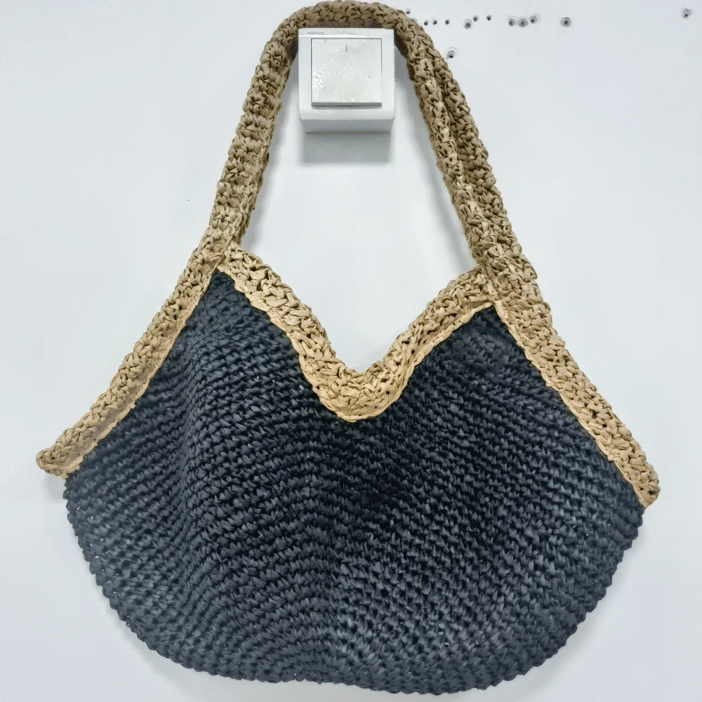 Colorblock Straw Woven Tote Ba - đánh giá và giá Beach Bag Straw